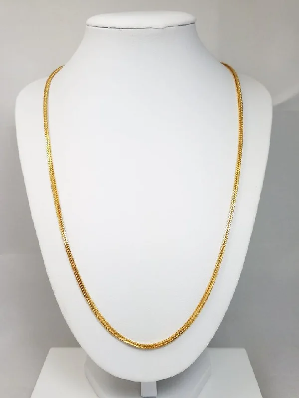 Simple Custom Bangles For Elegant Weddings-Classic Gold Chain Necklace For Casual Style-Radiant 22k Yellow Gold Solid Wheat Link 22" Chain Necklace