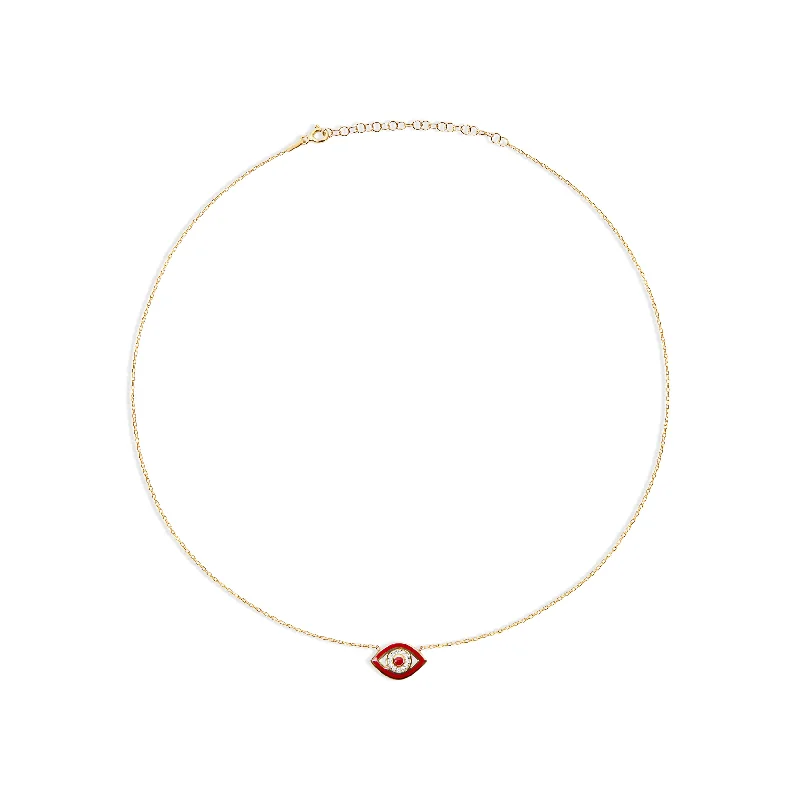 Trendy Rose Gold Wedding Bangles For Bridesmaids-Custom Initials Necklace For Personalized Jewelry-THE RED CUTOUT EVIL EYE PENDANT NECKLACE