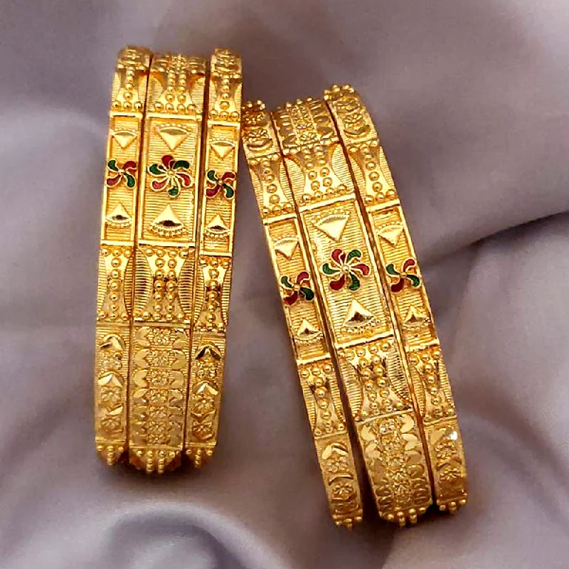 Elegant Wedding Bangles For Bridesmaids With Birthstones-H K Fashion Gold Plated Bangles Set